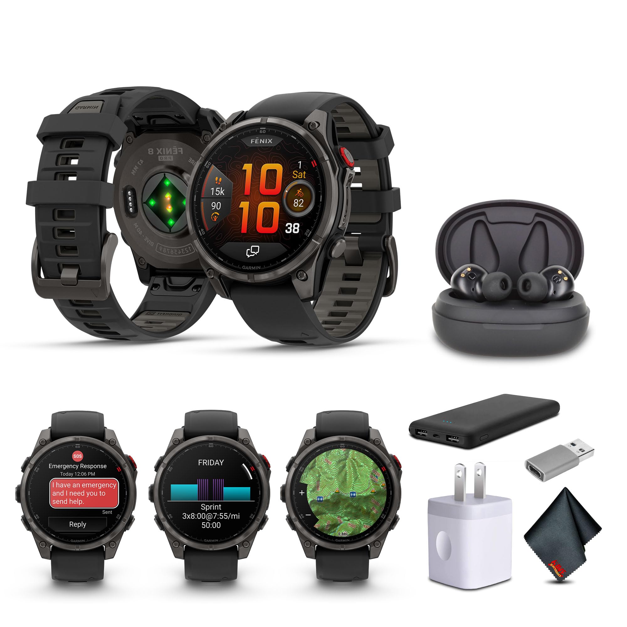 Garmin Fenix 8 Pro 47mm AMOLED Display Premium Connected Multisport GPS Smartwatch inReach Technology Sapphire Carbon Gray DLC