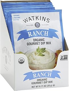 Watkins Organic Gourmet Dip Mix, Ranch, 0.71 oz. Packets, 12-Pack