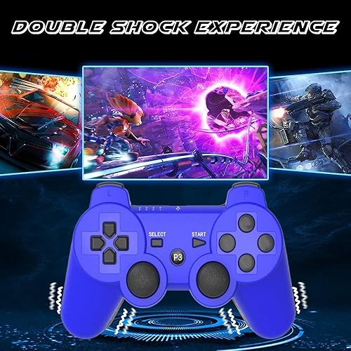 Miniatura 4 de 2 Pack PS3 Wireless Controller Playstation 3 Controller Wireless Bluetooth Gamepad with USB Charger Cable for PS3 Console (BLUE+RED)