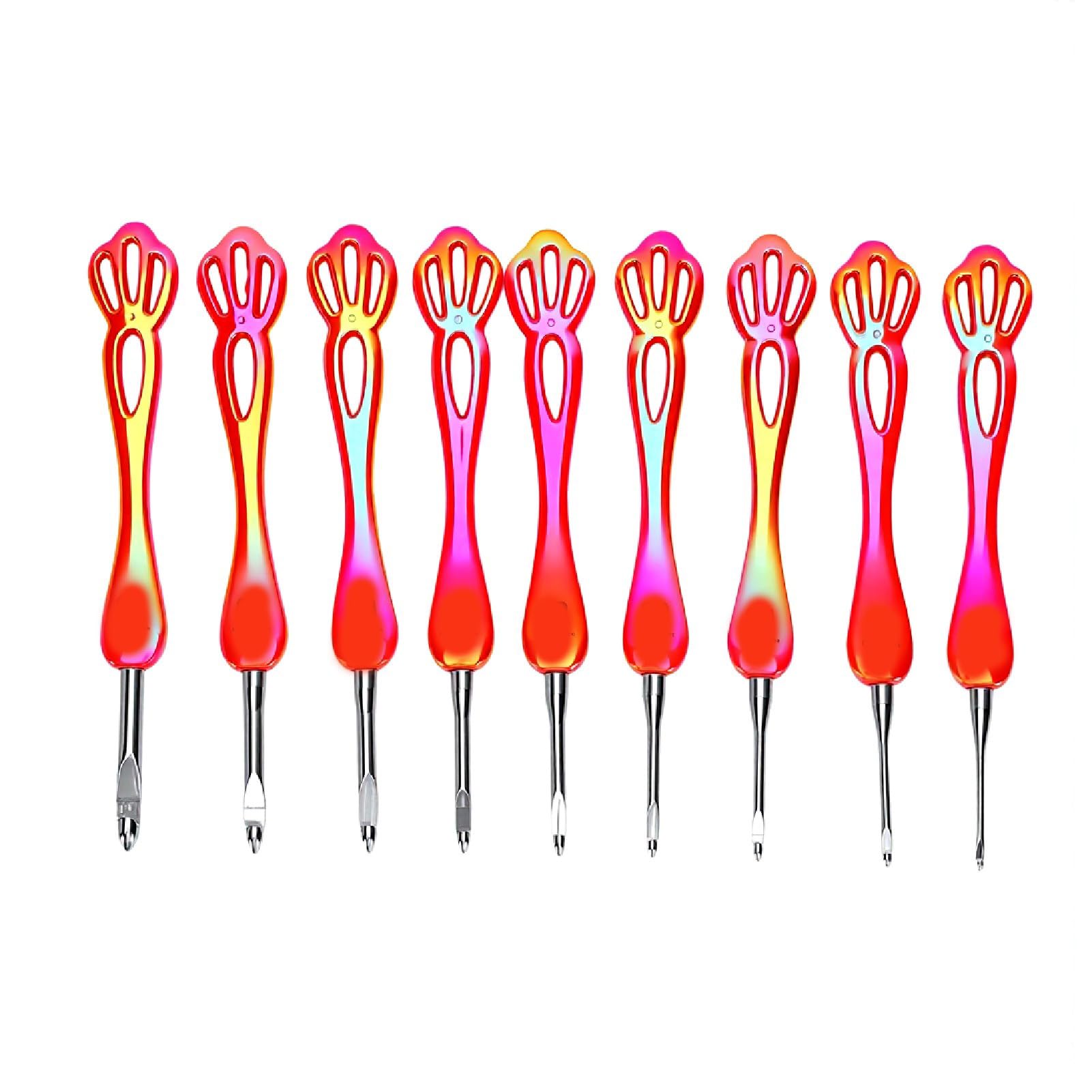 Generic Juego de Agujas de Ganchillo Ergonómicas, Puntas de Aluminio Ligeras para Principiantes, Bufandas y Mantas, 9 Uds.