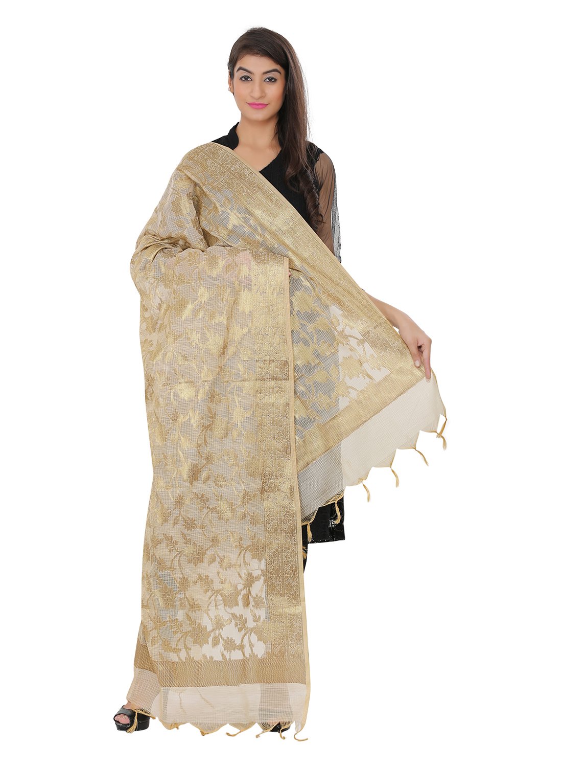 devam Women's Floral Cotton, Silk Dupatta (LH-5042_Gold_Free Size)-picture-49