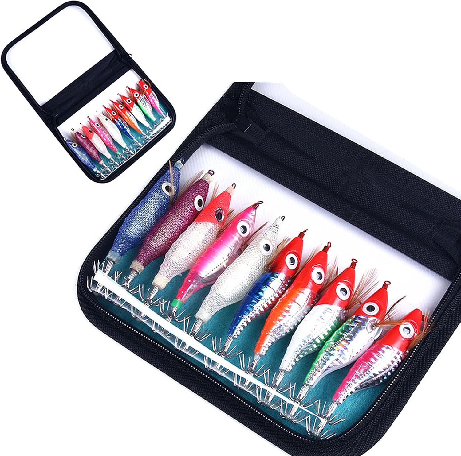 10Pcs Glow Squid Jig Hooks Hard Fishing Lures Saltwater