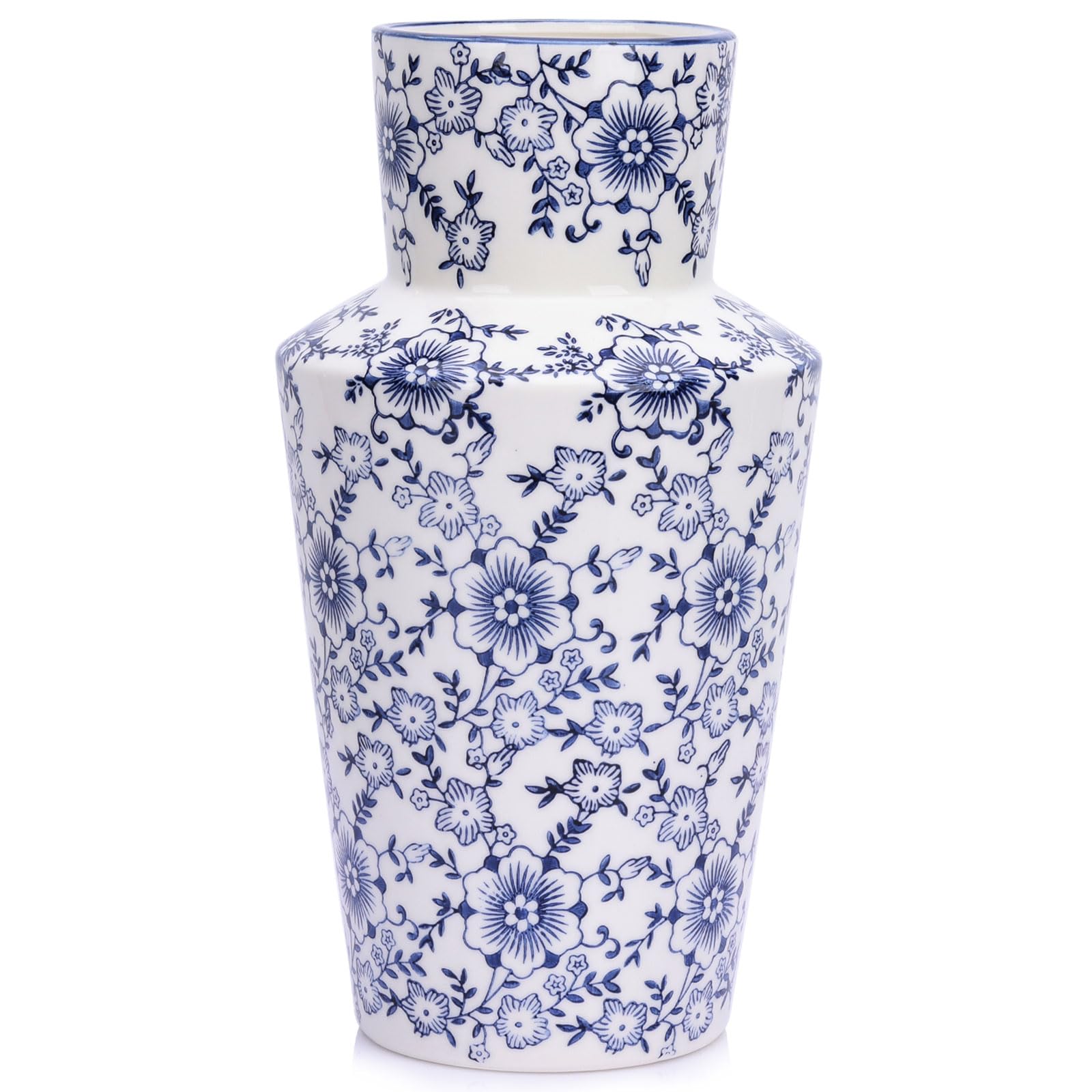 Amazon.com: Chinoiserie Decor Blue and White Floral Vase - 11