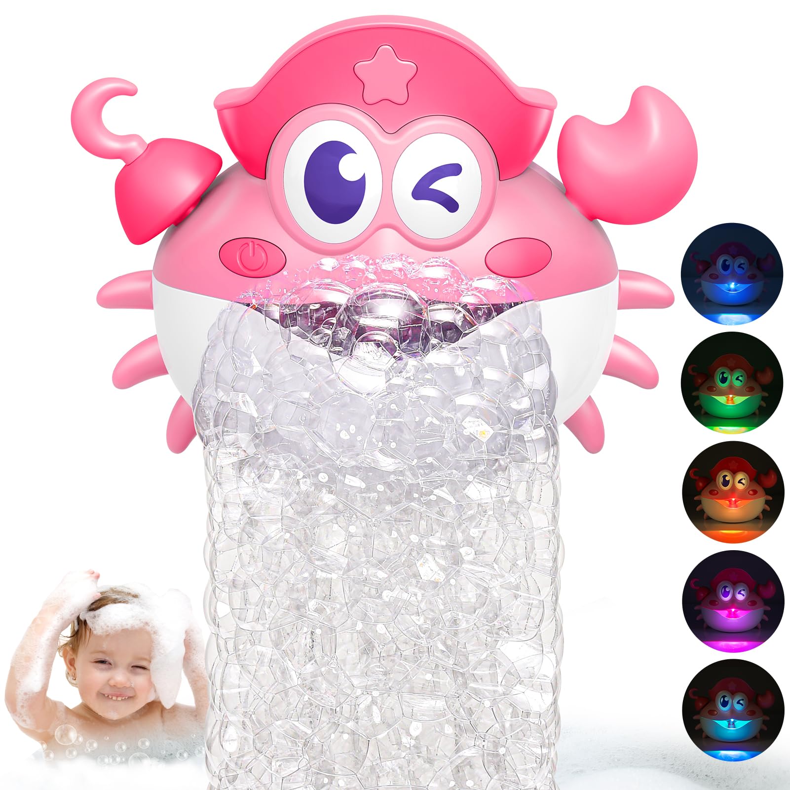 iKidiki Granchio Tummy Time - Giochi Bagnetto per Bambini 1-5 Anni - Giocattoli da Vasca da Bagno, Regalo Compleanno Neonato