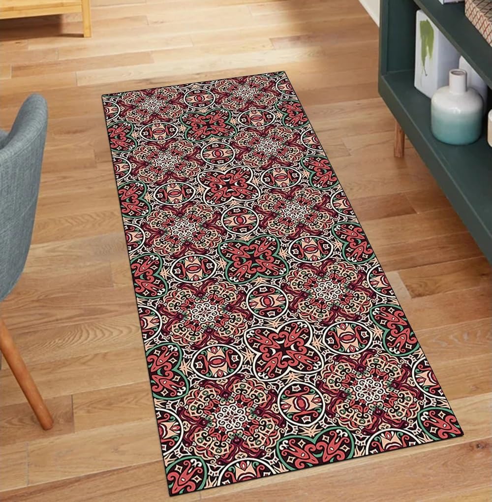 Alfombra antideslizante para pasillo roja de 70 x 220 cm lavable para decoración del hogar