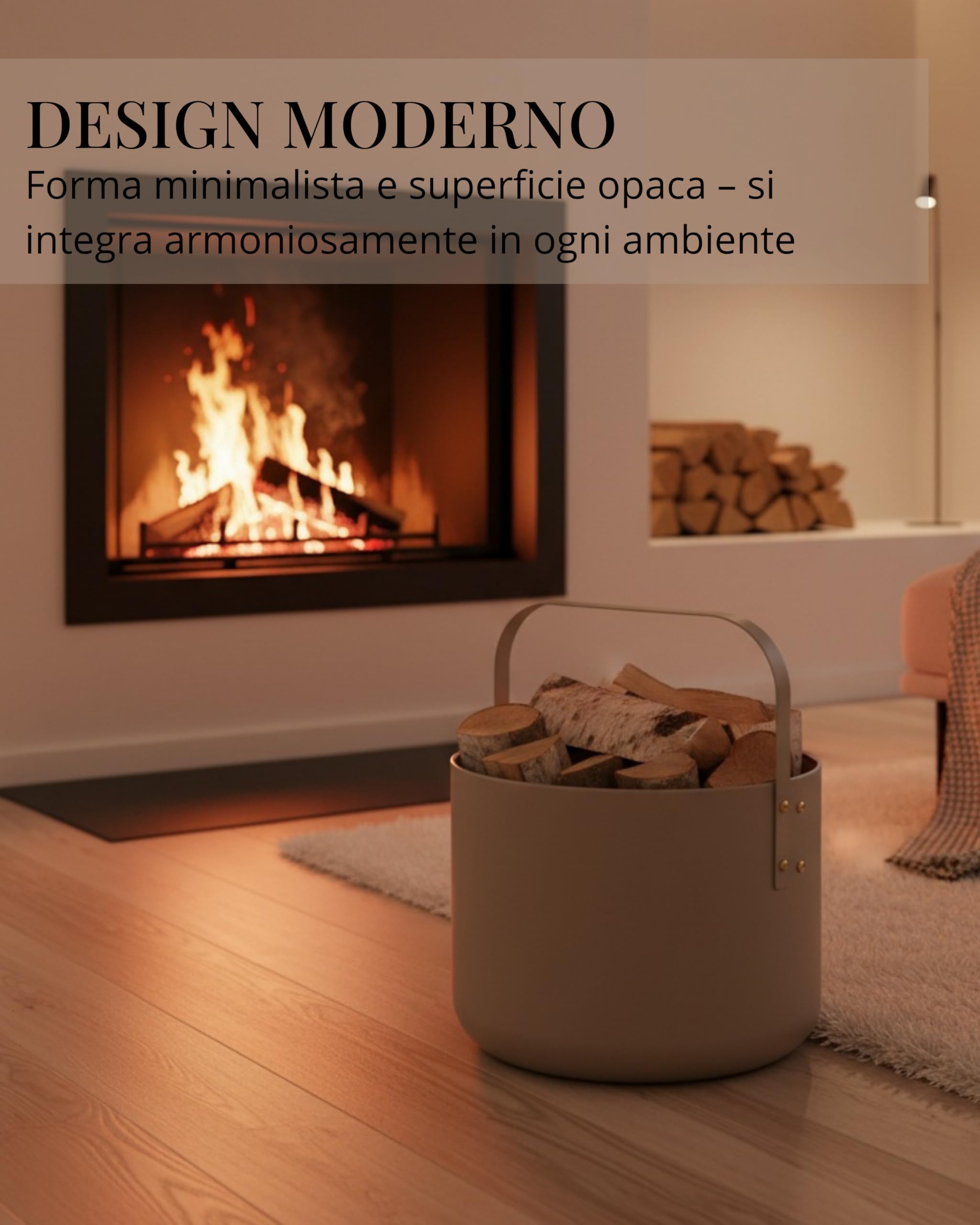 Livlig53 - Cesta porta legna in metallo, cestino per legna da ardere con manico, grande cesto per legna da ardere 36 x 44 cm, cestino per legna come accessorio per caminetto, cestino di stoccaggio con