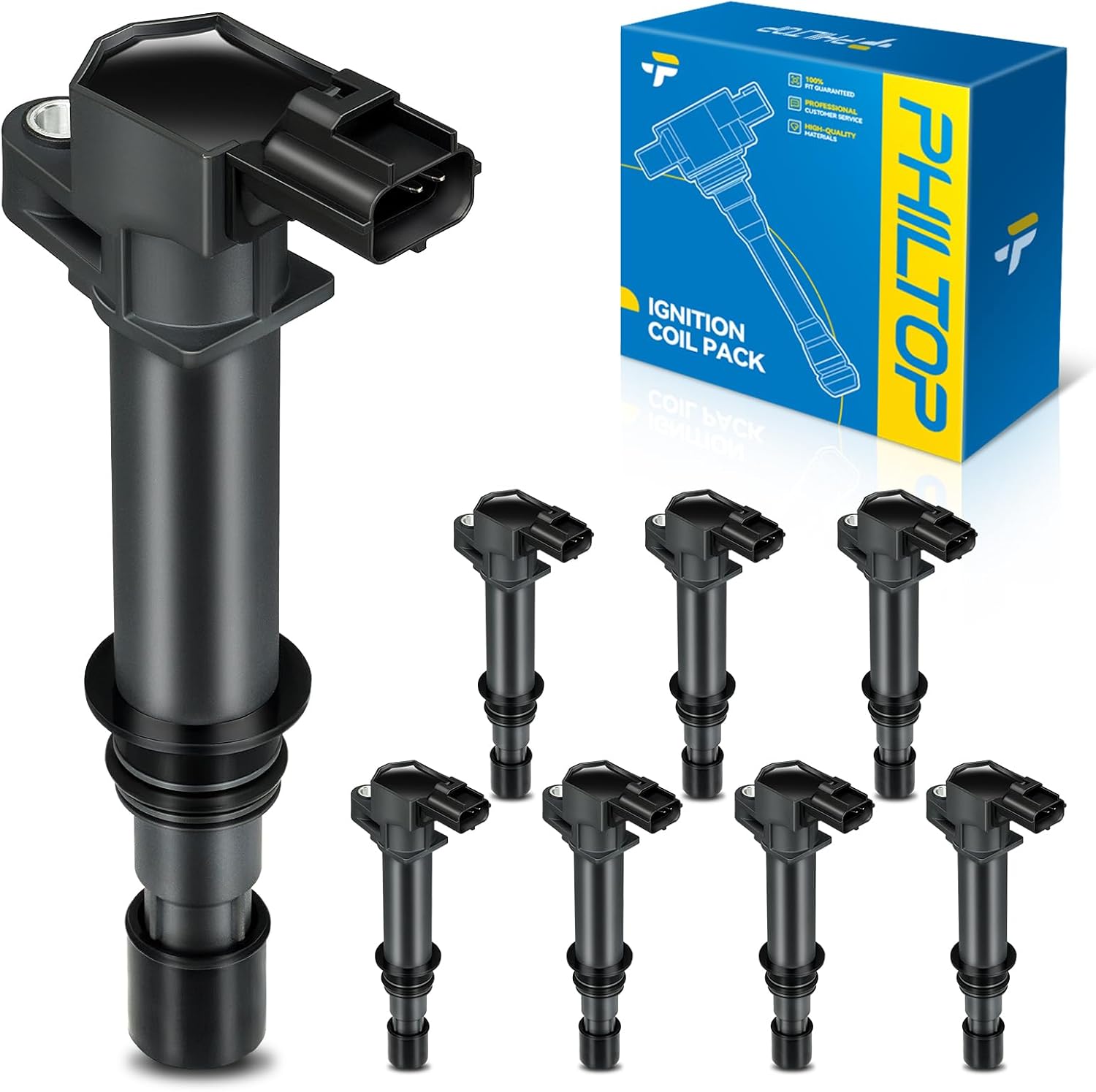 PHILTOP UF270 Ignition Coil Pack Fit for Dodge Ram 1500 Jeep Liberty 2002-2008, Dakota Durango 2000-2008, Grand Cherokee 1999-2008, Nitro 2007-2008, Commander 2006-2008, Aspen Raider 3.7L 4.7L