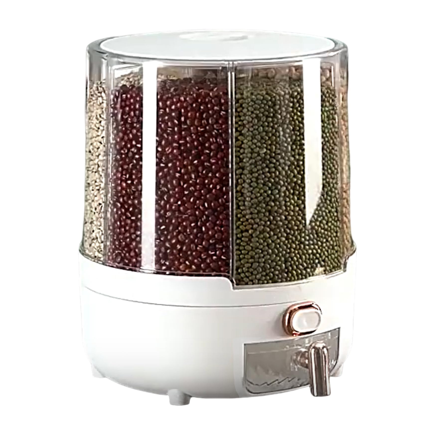 Dispensador de granos giratorio de 6 compartimentos blanco para cocina