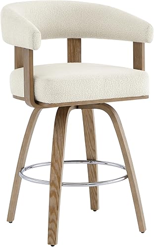 Miniatura 7 de CHITA Juego de 2 taburetes de bar giratorios de altura de mostrador, taburetes de bar tapizados de poliéster con respaldo y reposabrazos para isla