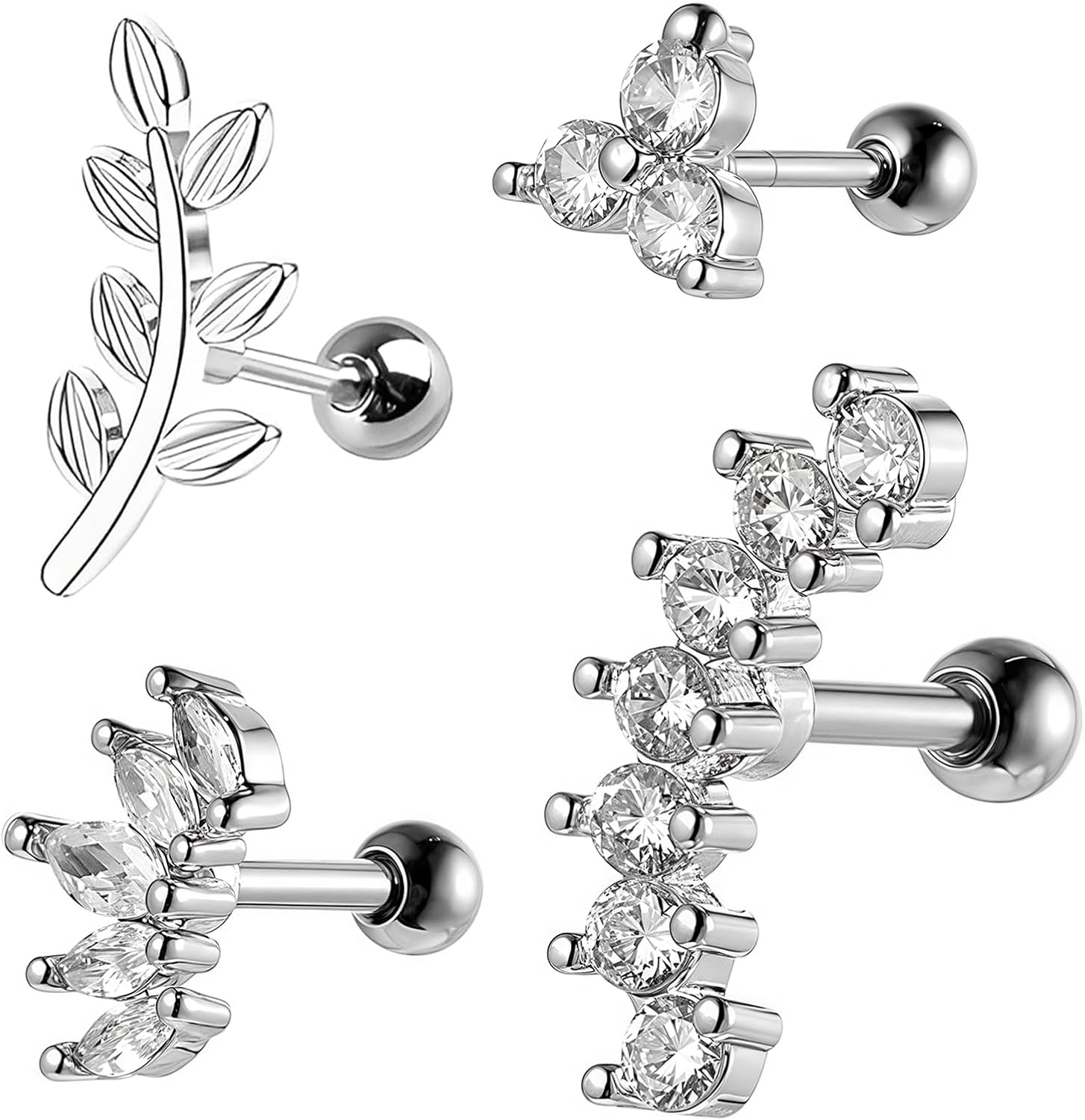 Percing Labret Titane 18G - Bijou Piercing Poussoir Pour Lèvre, Helix Ou Tragus - CZ Clair