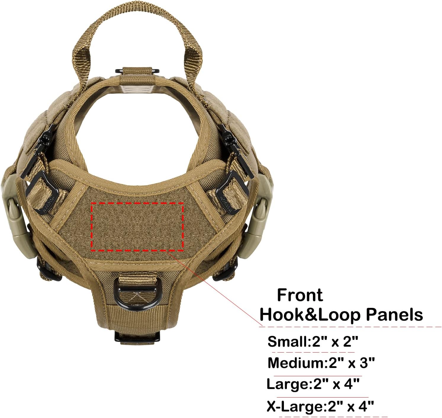 ICEFANG Tactical Dog Harness, Small Size,2X Metal Buckle,Working Dog MOLLE Vest with Handle,No Pulling Front Leash Clip,Hook and Loop Panel