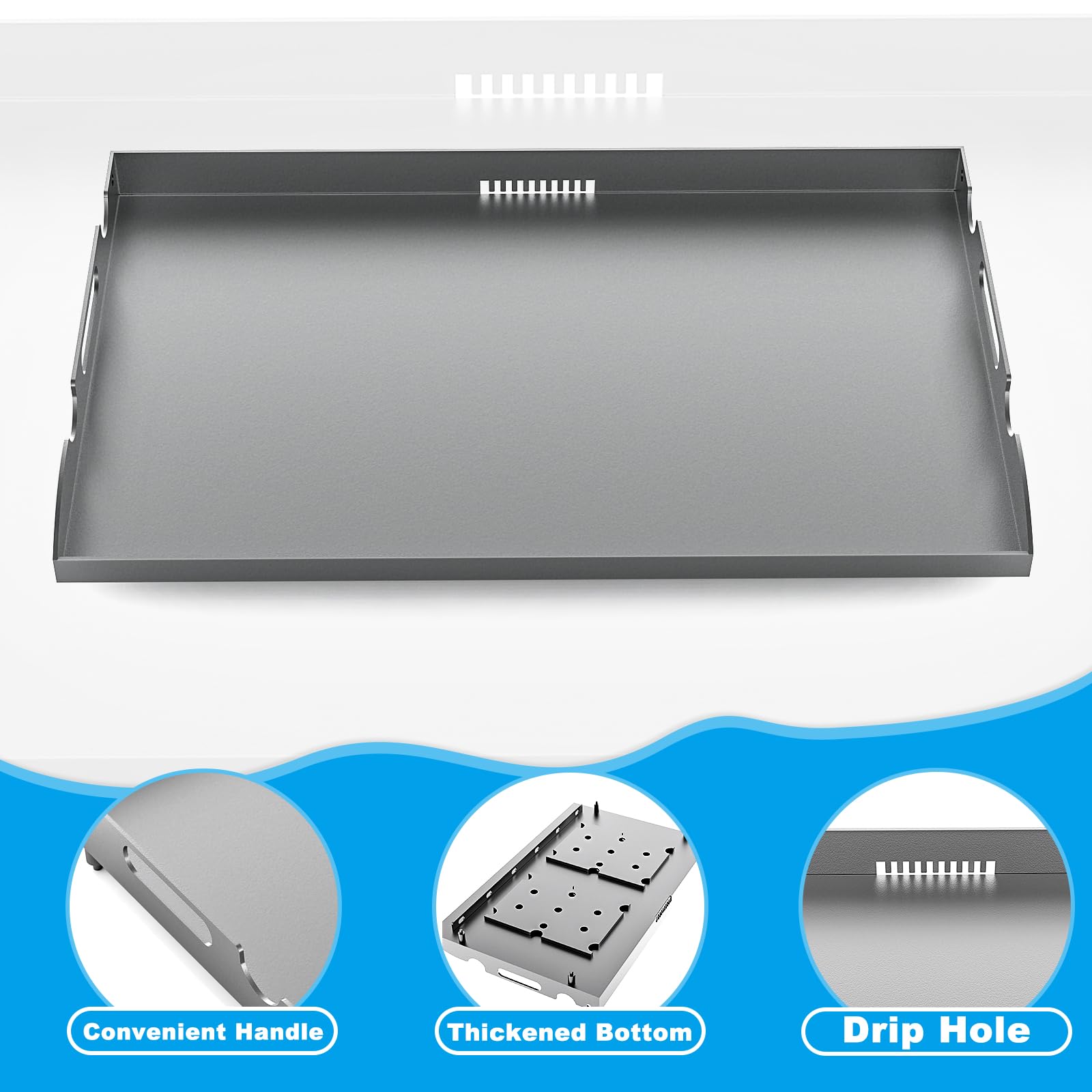 Plancha plana para Blackstone de 28 pulgadas con recubrimiento en polvo de acero con sistema de grasa trasera para Blackstone 1517 1883 1924 1853 1963 1885 1856 1605 1803 4