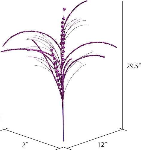 Miniatura 5 de Vickerman Espray artificial de Navidad de 29 pulgadas con purpurina turquesa. Incluye 6 aerosoles por paquete.