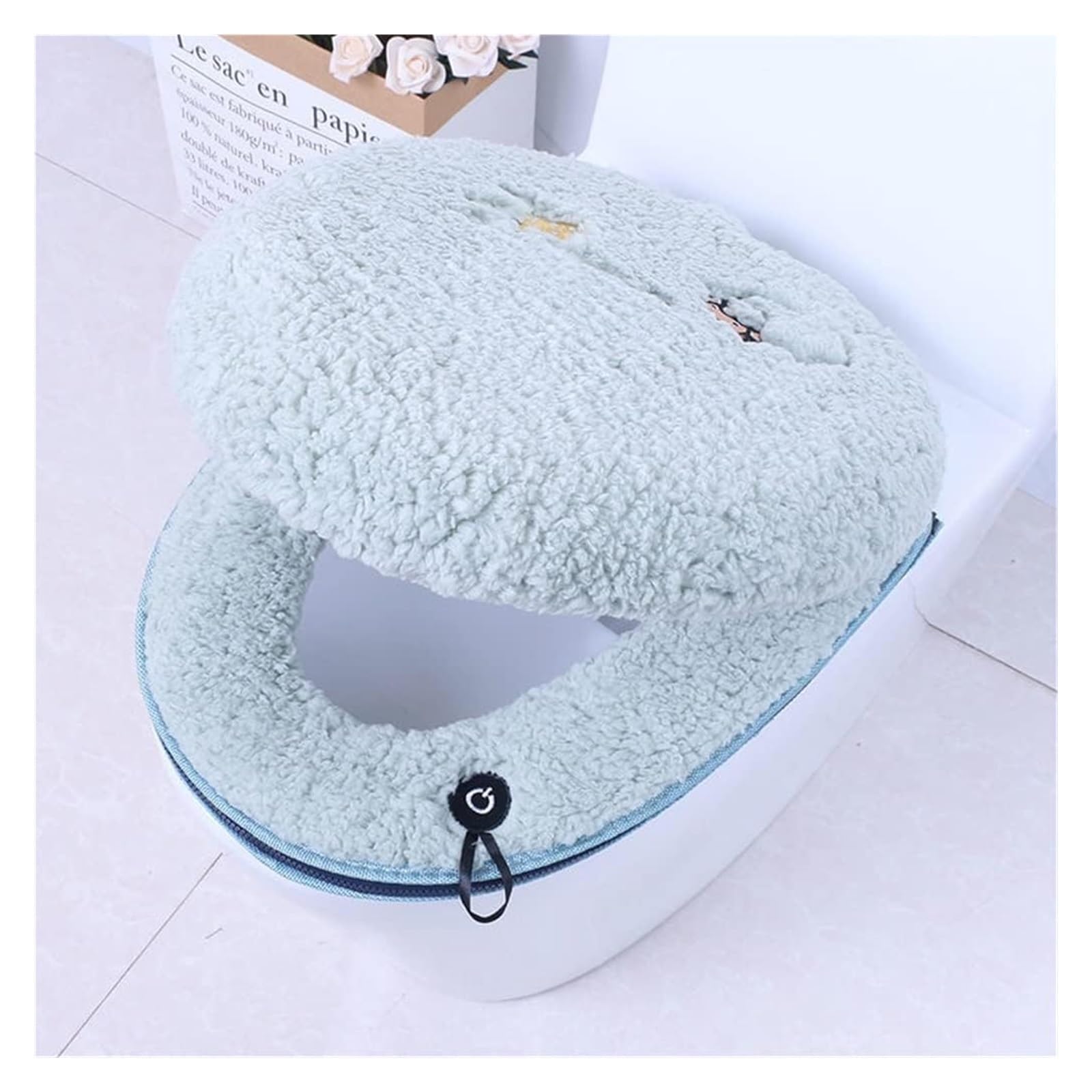 KFGISD CushionThickened Cashmere Cover Super Soft mat Universal Zipper Toilet Ring mat ，Toilet Seat Covers(Grün)