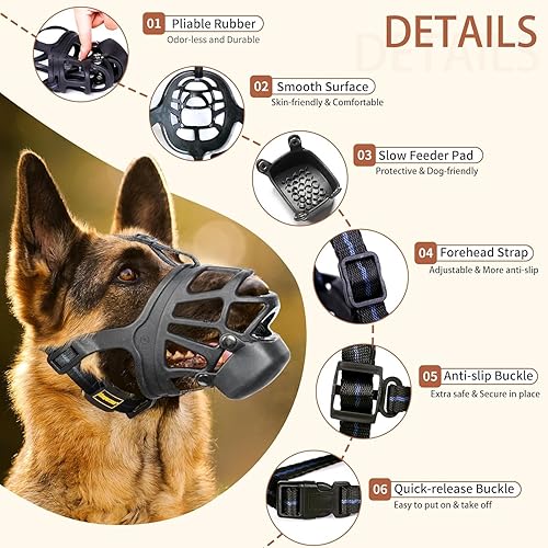 Miniatura 2 de Bozal para perro, bozal de cesta con almohadilla de alimentación lenta para perros pequeños, medianos y grandes, protector bucal de jaula humana