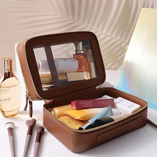 Miniatura 2 de Neceser de viaje transparente, neceser de viaje, bolsa de maquillaje, Marrón, Bolsa de cosméticos