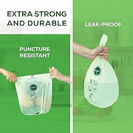 ANECO 100% Compostable Waste Bags 2.6 Gallon (Flat Top Bags, 50 Count) Extra Strong Kitchen Small Compost Bags for Countertop Bin (BPI & OK Compost HOME Certified)