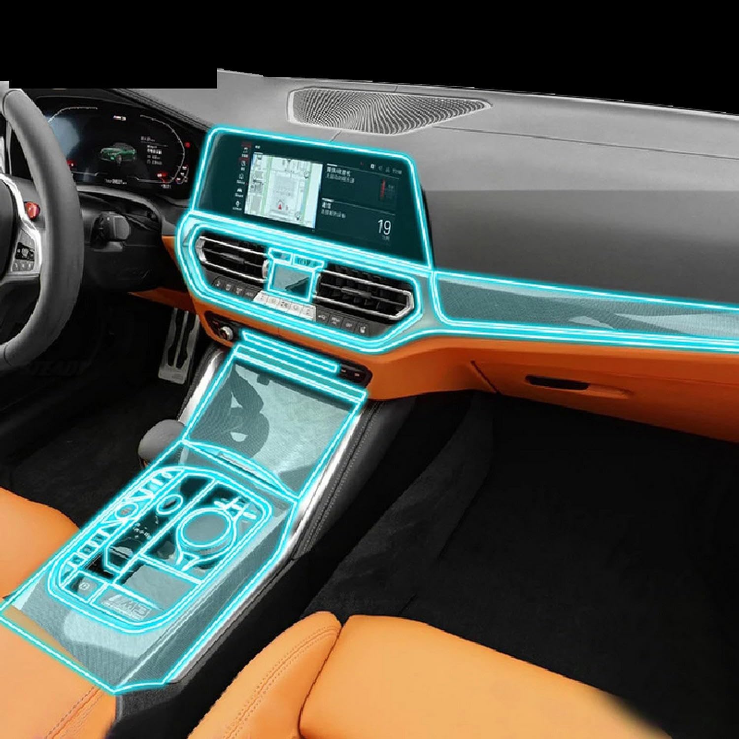 Film TPU anti-rayure pour console centrale de BMW M3 G80