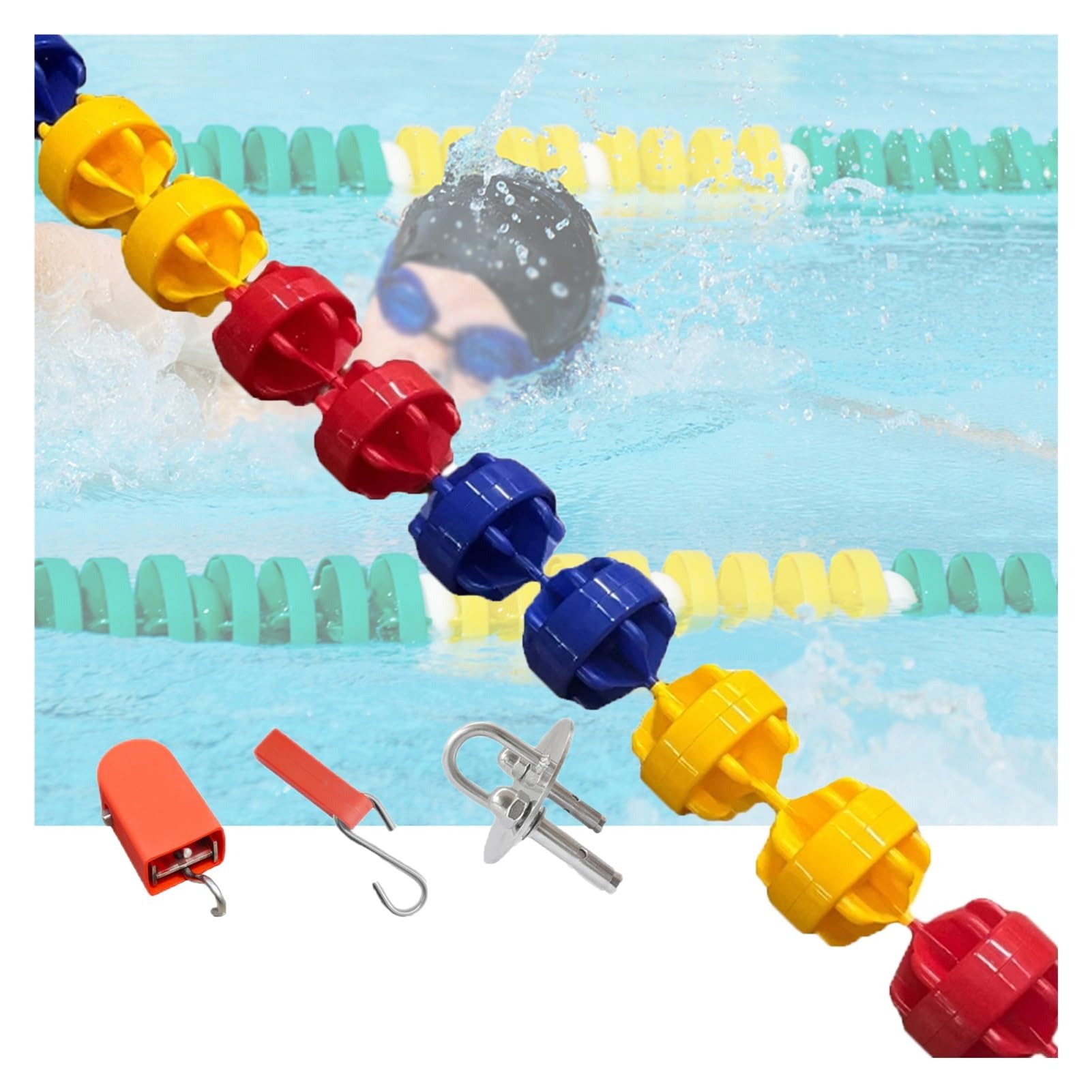 Séparateurs de couloirs de piscine et corde de sécurité avec bouées 15 cm