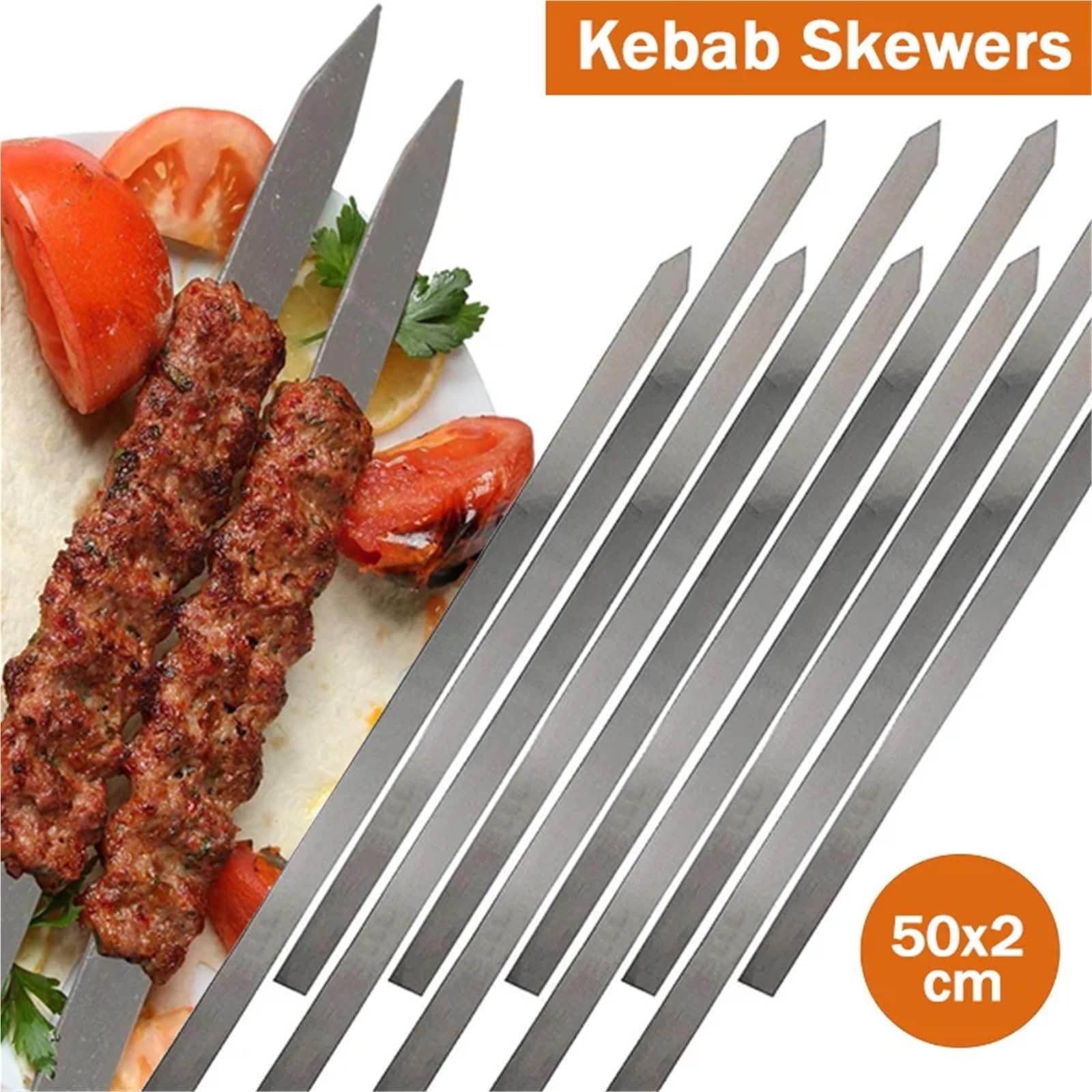 Spiedini per grigliate Spiedini di kebab, spiedini piatti for grigliate al barbecue, for shish e turche(5pcs-40x2cm)