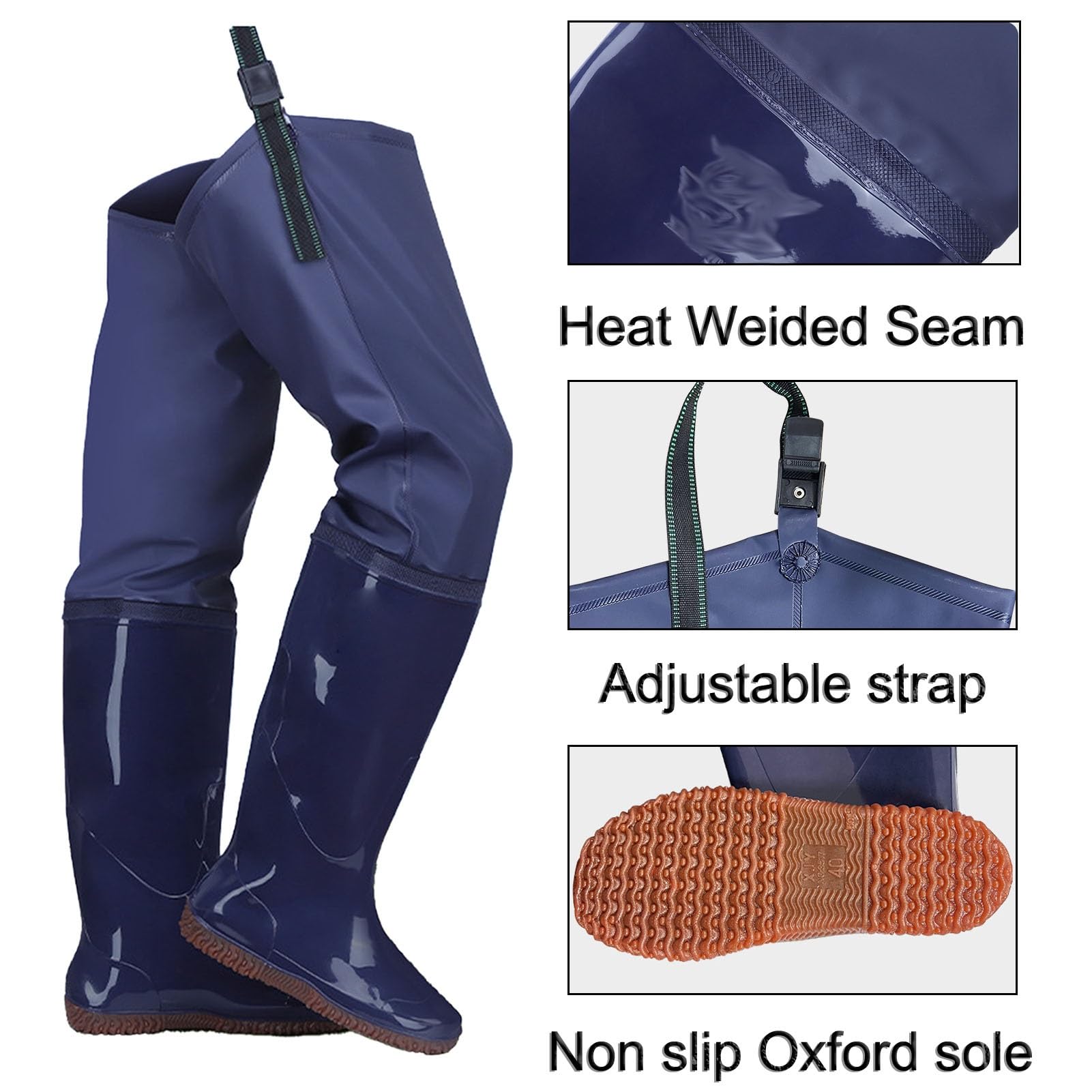 Hip Wader 80 Cm Alto Hip Wader,Antiscivolo PVC Leggero Hip Boot Con Fibbia Stivali Per Uomini E Donne