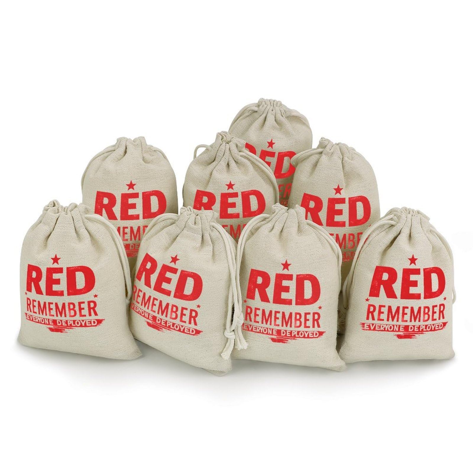 R.E.D Remember Everyone Deployed 8 Pack Small Gift Bags Cotton And Linen Drawstring Pockets Sachet Bag for Party Home Supplies