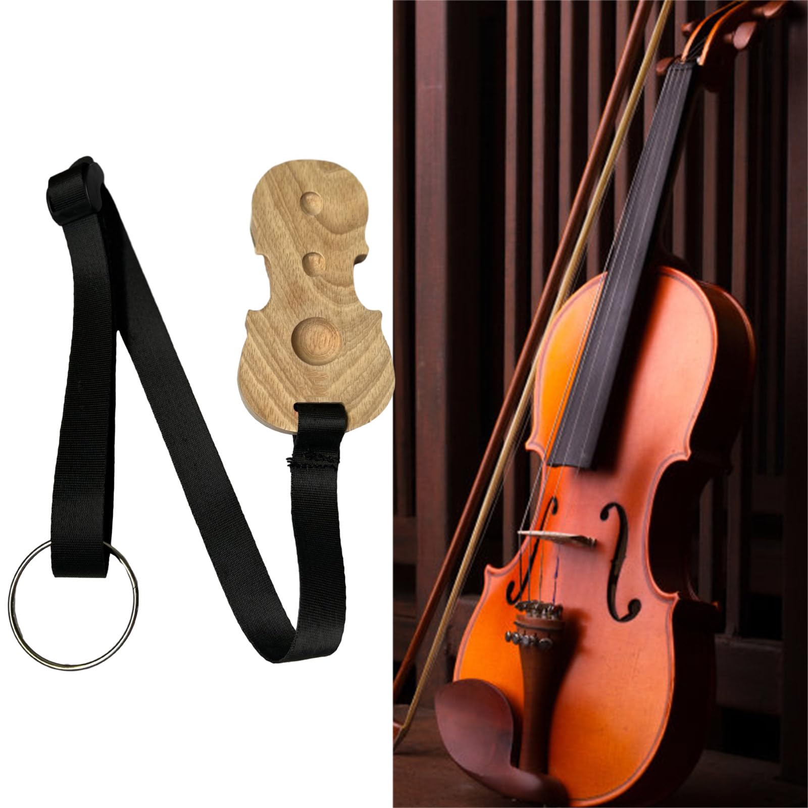 QIEIEI Solid Wood Cello Endpin Stop Holder Rest Anchors Protector Pad Cello Antiskid Device with Straps 3 Holes Holder