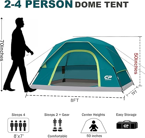 Miniatura 2 de Tents for Camping 4 Person Tent Waterproof Windproof Double Layer Camping Tent, Easy Setup Dome Tent with Large Mesh Windows & Wider Door for
