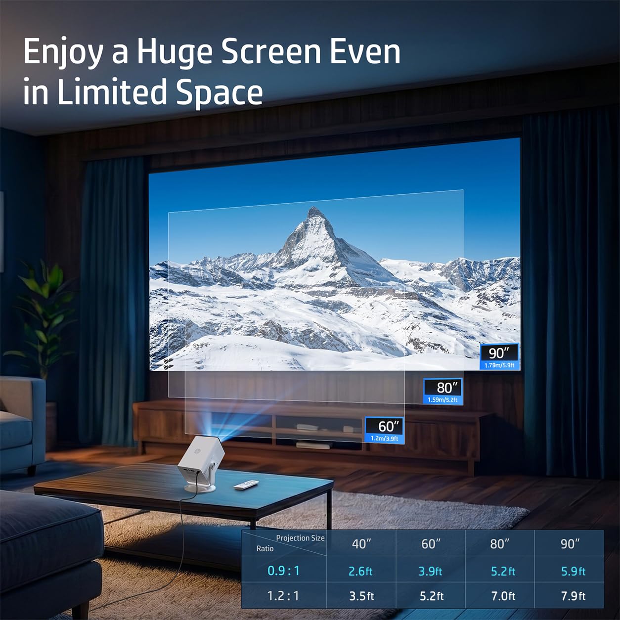 HP Vidéoprojecteur avec Applications, Compatible Batterie Externe USB-C