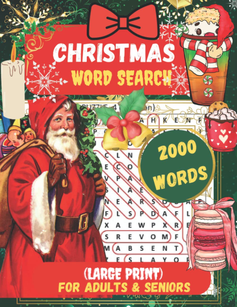 CHRISTMAS WORDSEARCH BOOK FOR ADULTS AND SENIORS WITH MEMORY ISSUES,STOCKING STUFFER: LARGE PRINT 2000 WORDS PUZZLE ,ACTIVITY BOOK WITH SOLUTIONS FOR ... GREAT FOR UNWINDING AFTER DAYS OF HARDWORK