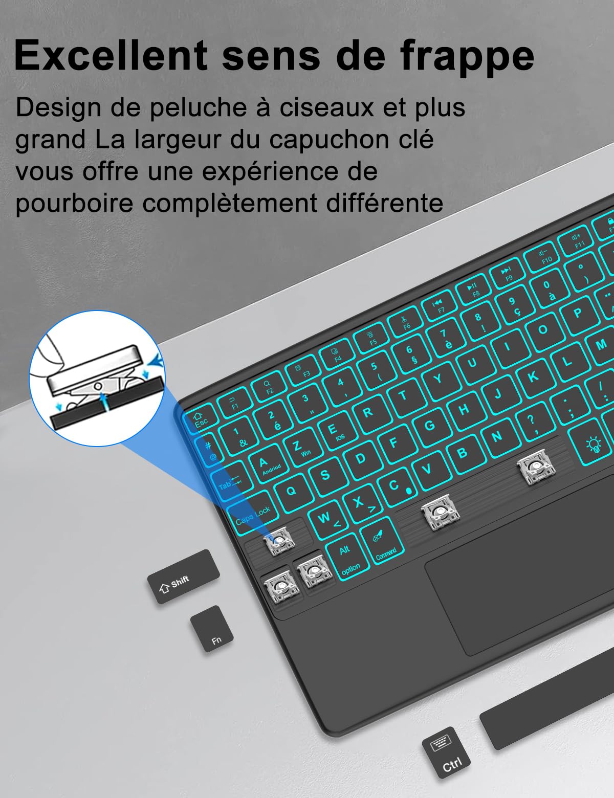 Clavier Bluetooth Pour IPad 10.2" (9/8/7 Gen), Air 3, Pro 10.5" - Étui Avec Porte-Stylo, Clavier Amovible Italien, Noir