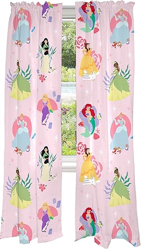 Franco - Juego de cortinas para la habitación de los niños, 82 x 84 pulgadas, princesas Disney