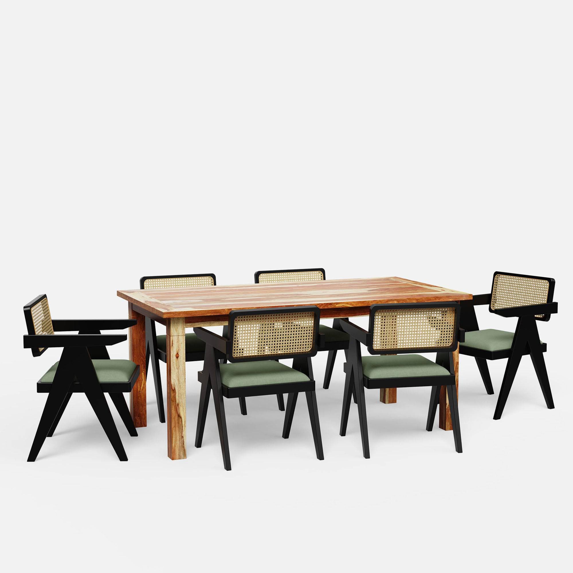Wooden Dining Table, Natural Oak, Rectangular, Modern Style, 6 Seater, Assembly Required (Honey Dining and Walnut Chair, (6 seter) 1 Table) (150 cm x 100 cm x 76 cm)-image-25