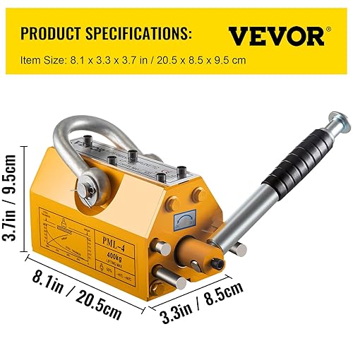 Miniatura 7 de Imán de elevación con liberación, fuerza de tracción de 880 libras, elevador magnético de acero, neodimio resistente, imanes de elevación