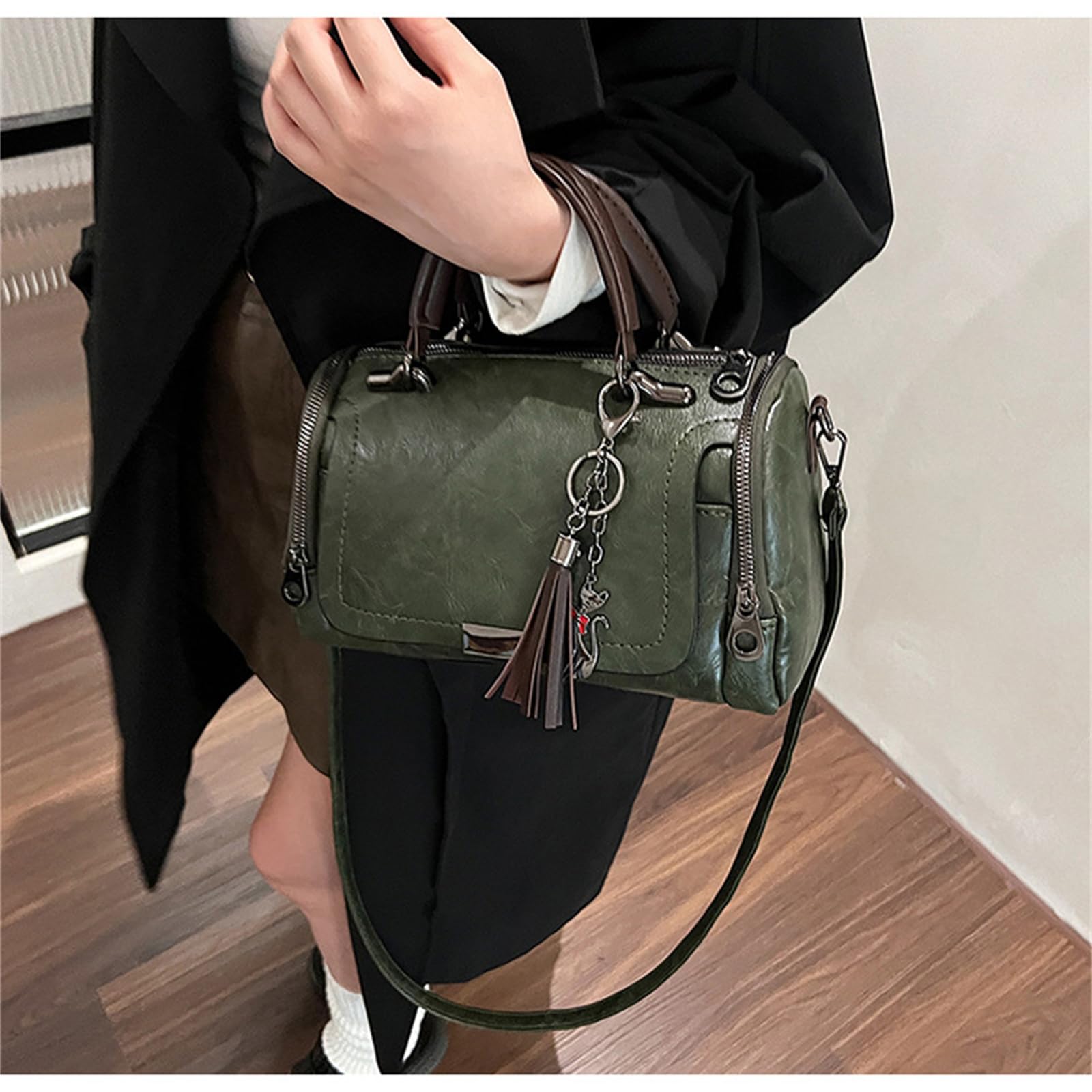 Borsa da Donna A Tracolla in Stile retrò con Grande capacità-Marrone