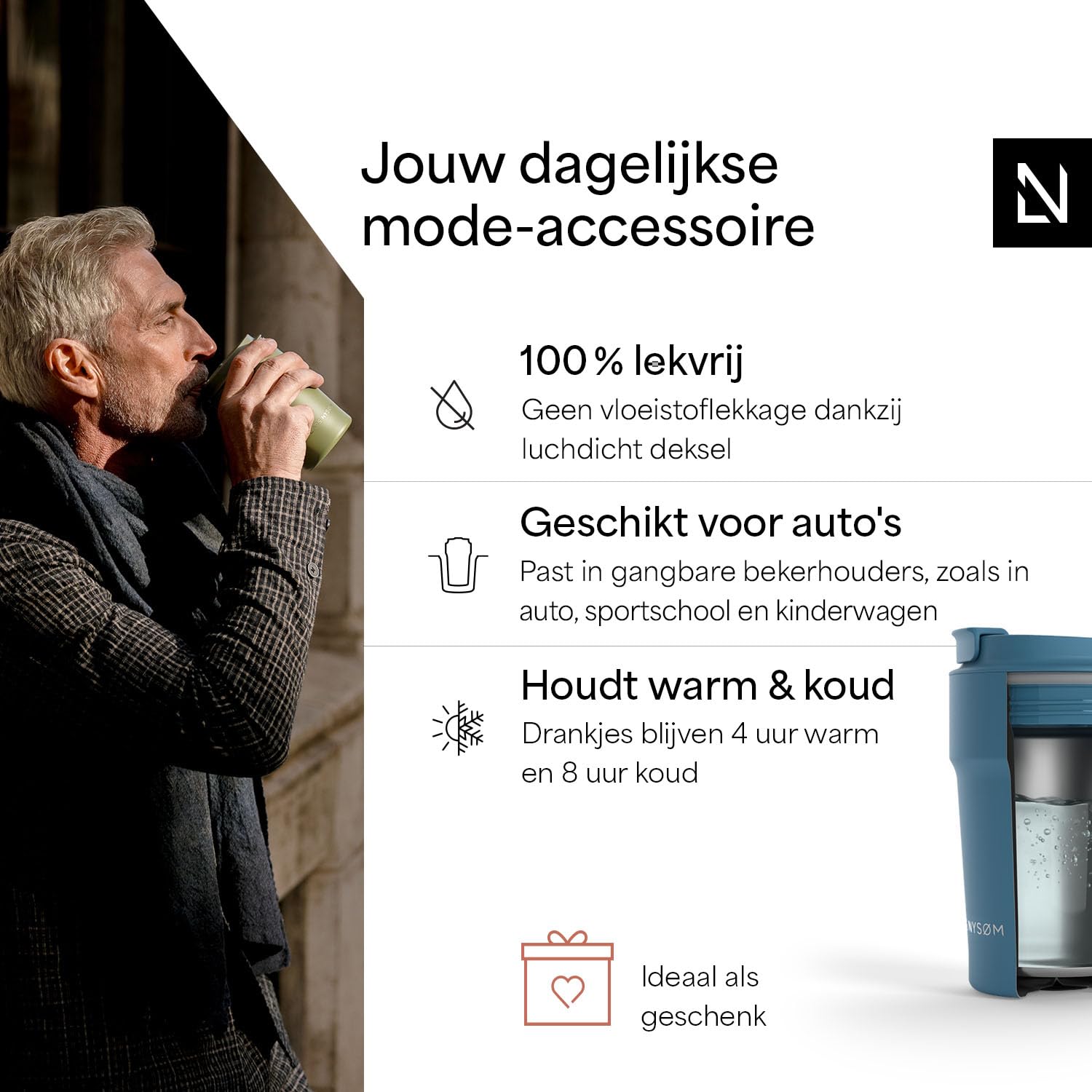 LARS NYSM Thermo Coffee Mug-to-go met Riem & Tritan Deksel 380ml | Travel Mug 0,38 Liter met Isolatie | Roestvrijstalen Thermische Mok voor Koffie en Thee onderweg (Carbon Black, 380ml LARS NYSM Thermo Coffee Mug-to-go met Riem & Tritan Deksel 380ml | Travel Mug 0,38 Liter met Isolatie | Roestvrijstalen Thermische Mok voor Koffie en Thee onderweg (Carbon Black, 380ml