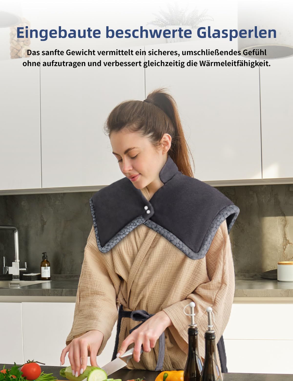 Heizkissen mit Abschaltautomatik, 80 x 88 CM Tragbares Elektrische Wärmekissen 6 Temperaturstufen für Rücken Nacken Schulter Bauch Maschinenwaschbar