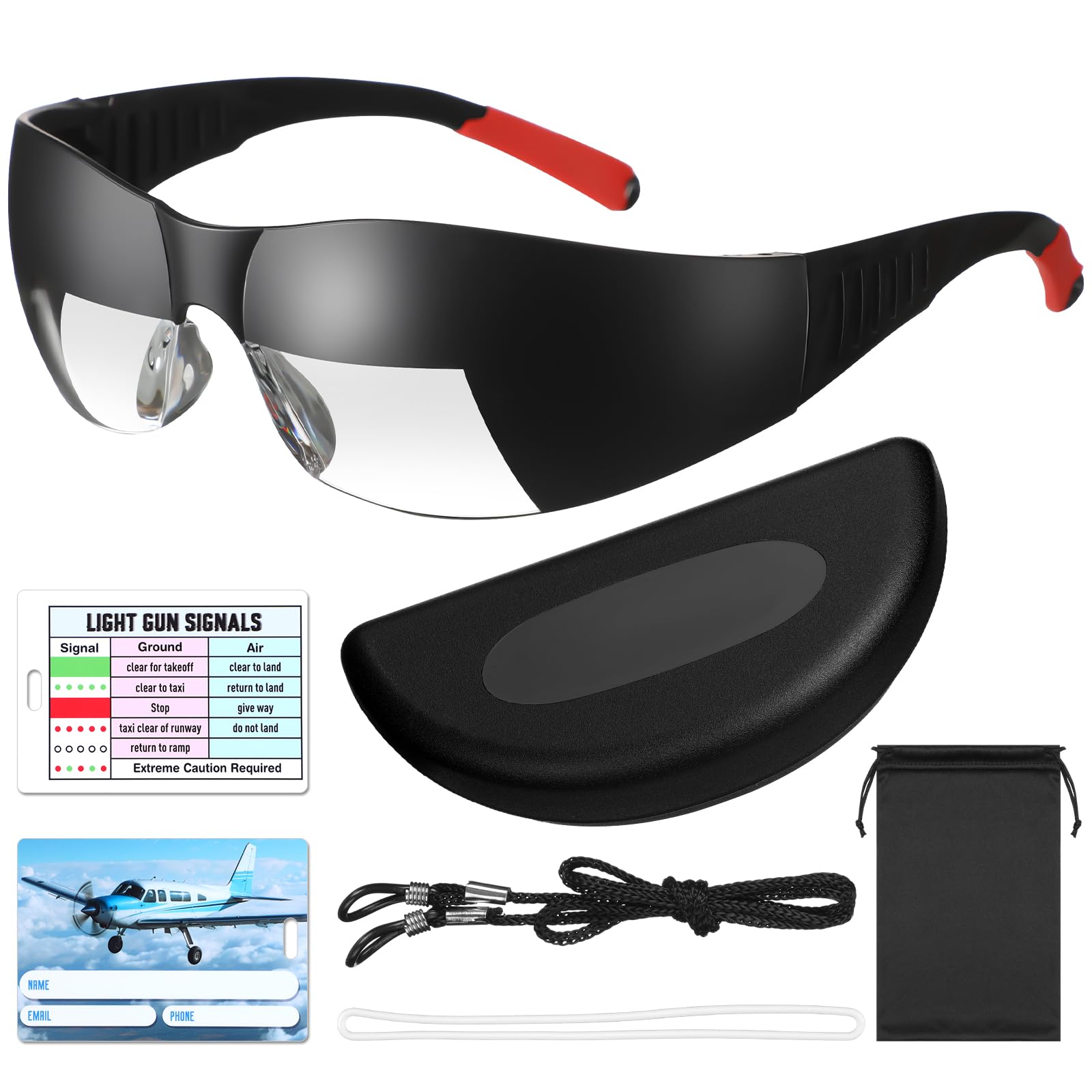 Saysurey Flight Training Glasses Flight Goggles IFR Training Aviation Glasses Black Training View Limiting Goggles Device with Luggage Tag Glasses Box and Storage Bag-image-13