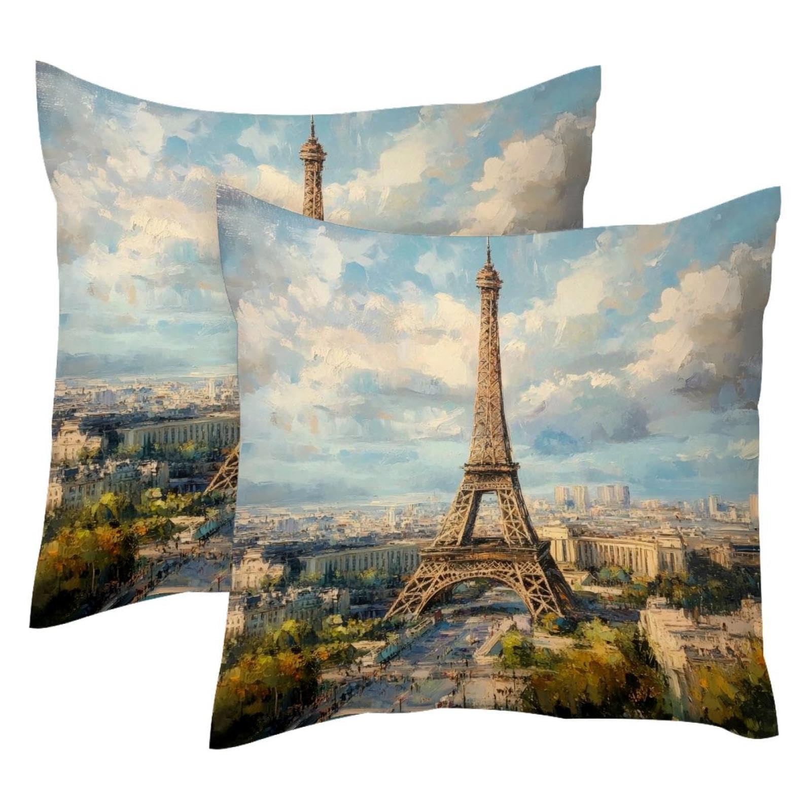 Fundas de cojín de terciopelo 50x50 cm juego de 2 fundas decorativas Paris Tower modernas