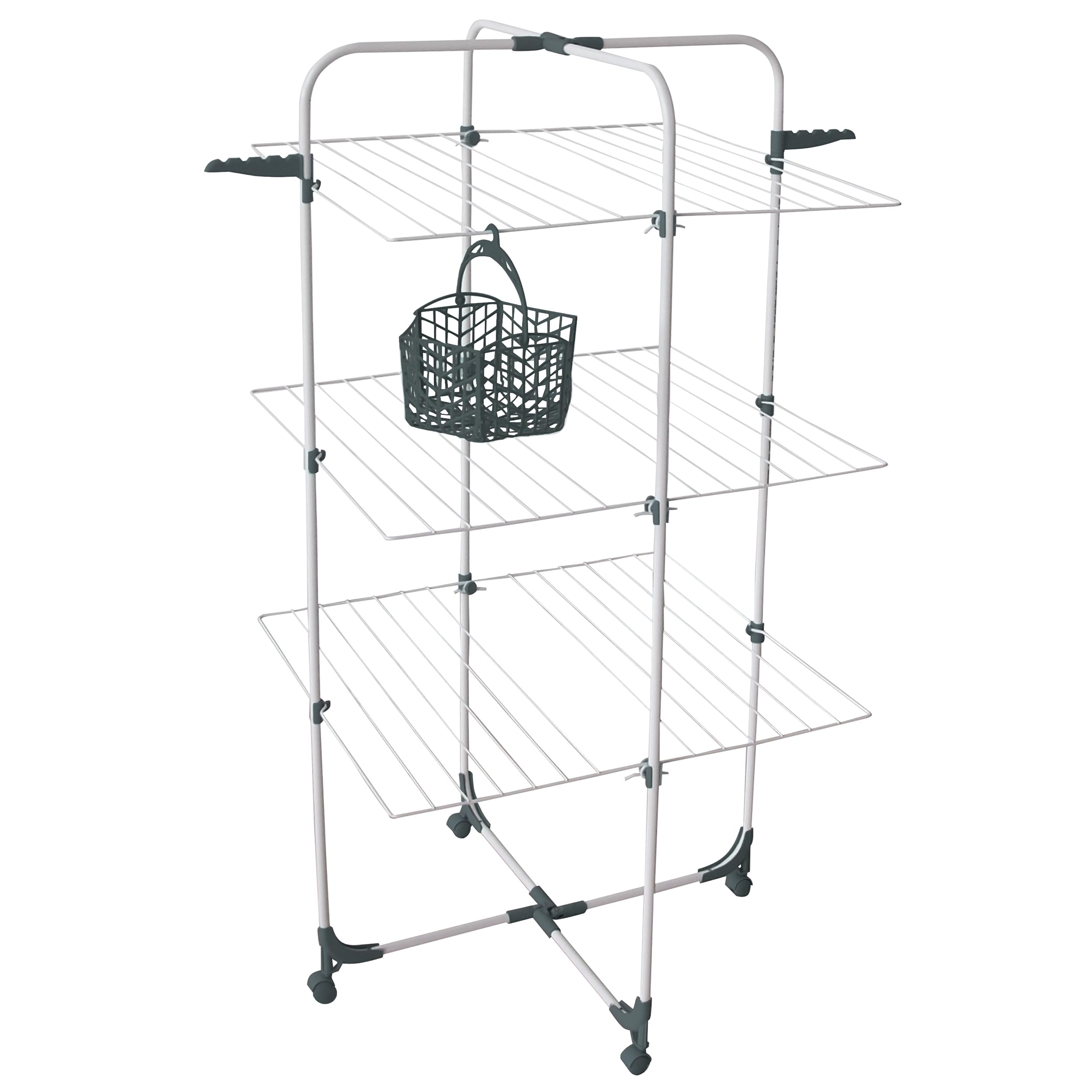 MSV 130112 Etendoir Turm mit 3 Etagen und Zubehör, Metall/Kunststoff, Weiß/Grün 68 cm x 68 cm x 132 cm