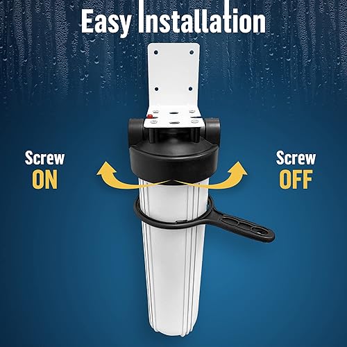 Miniatura 3 de Sistema purificador de filtro para toda la casa de alta capacidad de 20 x 4.5 pulgadas para agua de pozos o ciudades, botón de alivio de