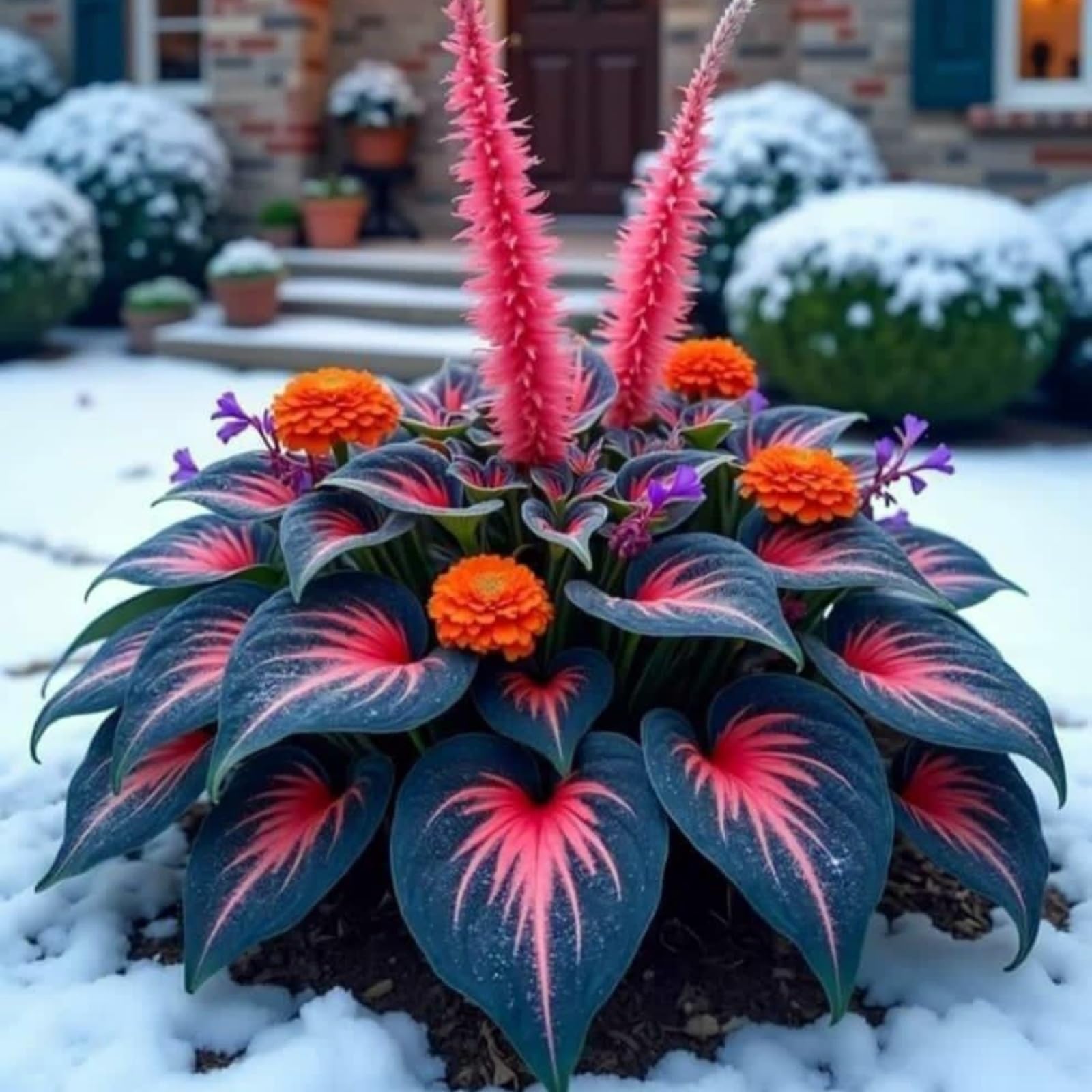 Rare Hosta Bulbs for Planting, Hardy Perennial, Excellent Display, Mix Greening Flower, Natural Organic, Wedding, Balcony Garden-4 Bulbs-D