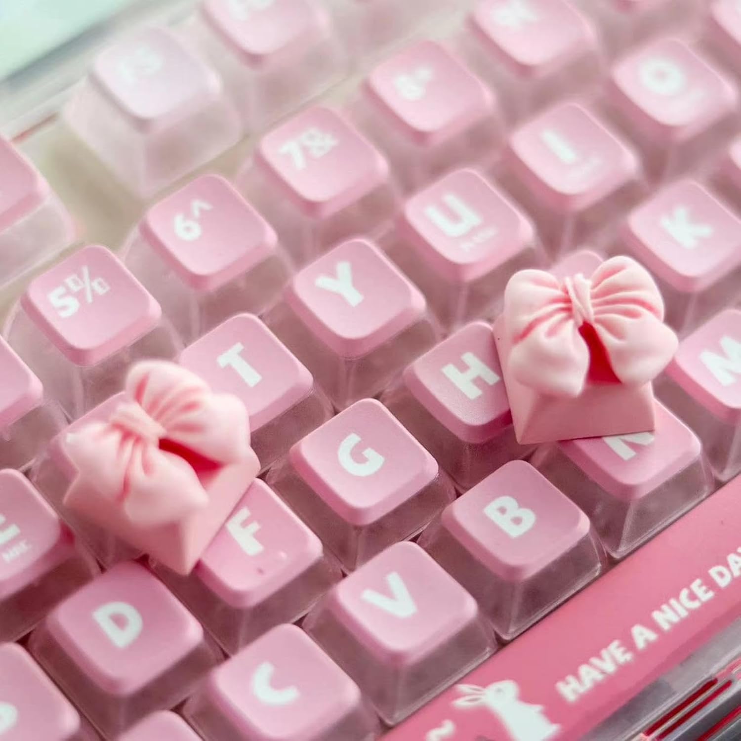 FKZ Bow-Ties Cute Keycap,Custom Keyboard Keycaps Kawaii Pink Keycaps OEM R4 Profile ESC Keycap for Cherry MX Switches Mechanical Gaming Keyboard DIY (1pcs)
