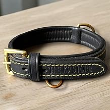 The K9 Store 100% Highgrade Leather Colored Dog Collar for Neck with Brass Accesories in Extra for Dogs.Neck Collar for Dogs (Black, Size Neck - Small (11.5-14.5 Inch))
