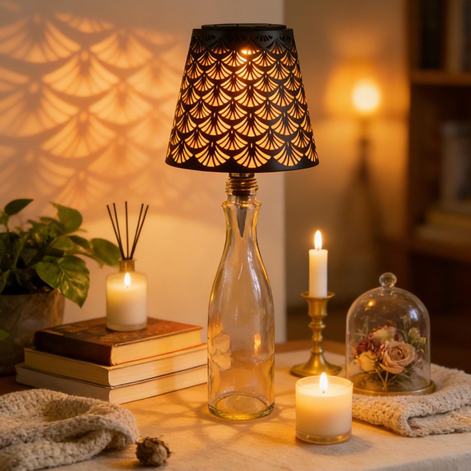 Lampada a energia solare per bottiglia di vino, proiettore di in metallo cavo con tappo, lampada da tavolo ad energia solare bianca calda per matrimoni, feste e bar, decorazione decorativa in