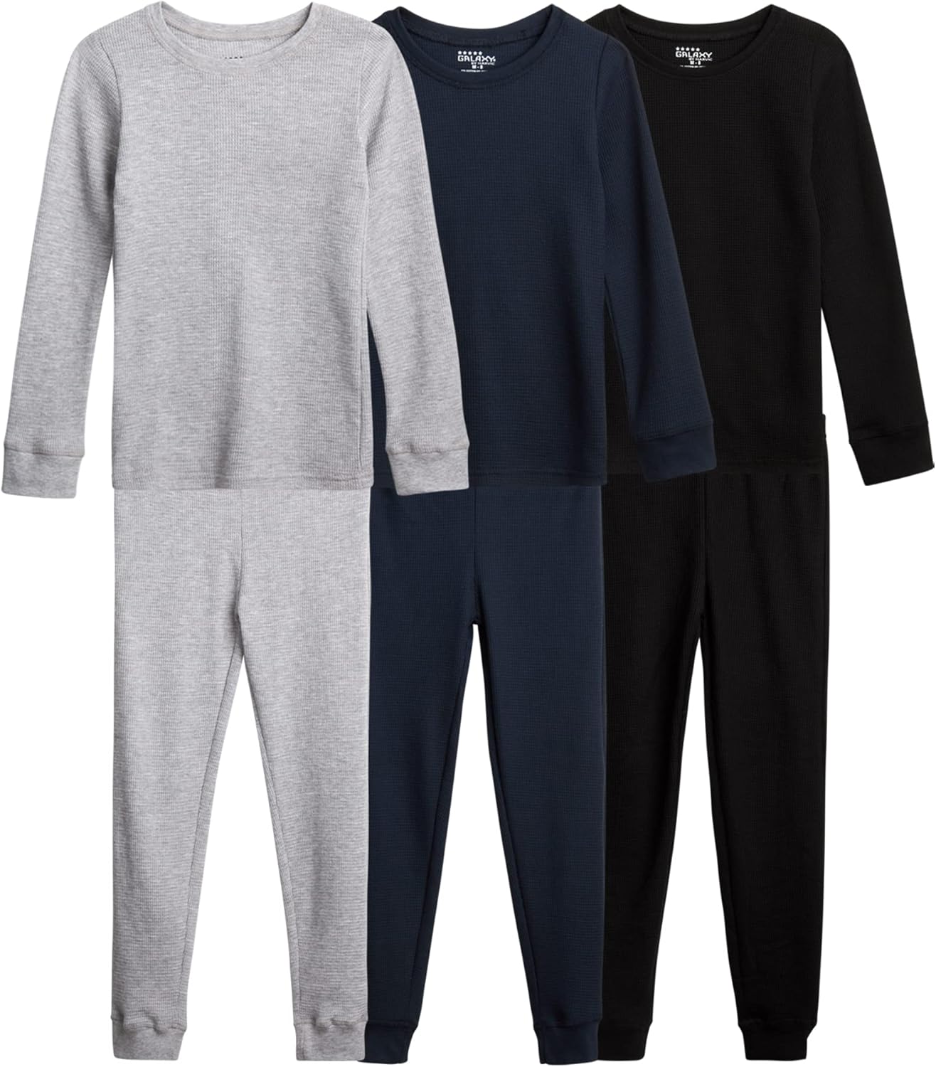 Galaxy by Harvic Boys Thermal Underwear Set - 6 Piece Waffle Knit Set Thermal Base Layer Long Johns Top and Bottom (2T-16)