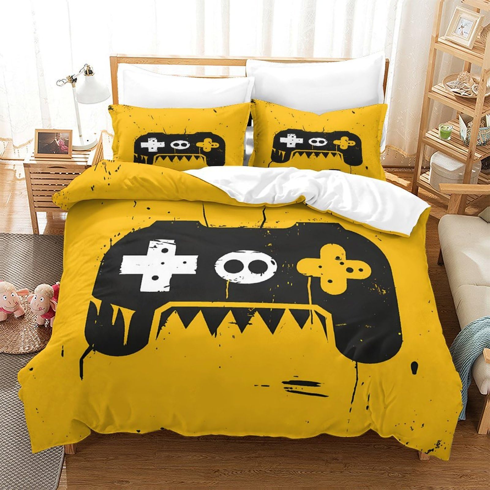 Mando de Juego 3D Impreso Funda Nórdica Microfibra para Adolescentes Adultos Decoración de Dormitorio Juego de Cama Divertido Suave Transpirable Super King（260x220cm）