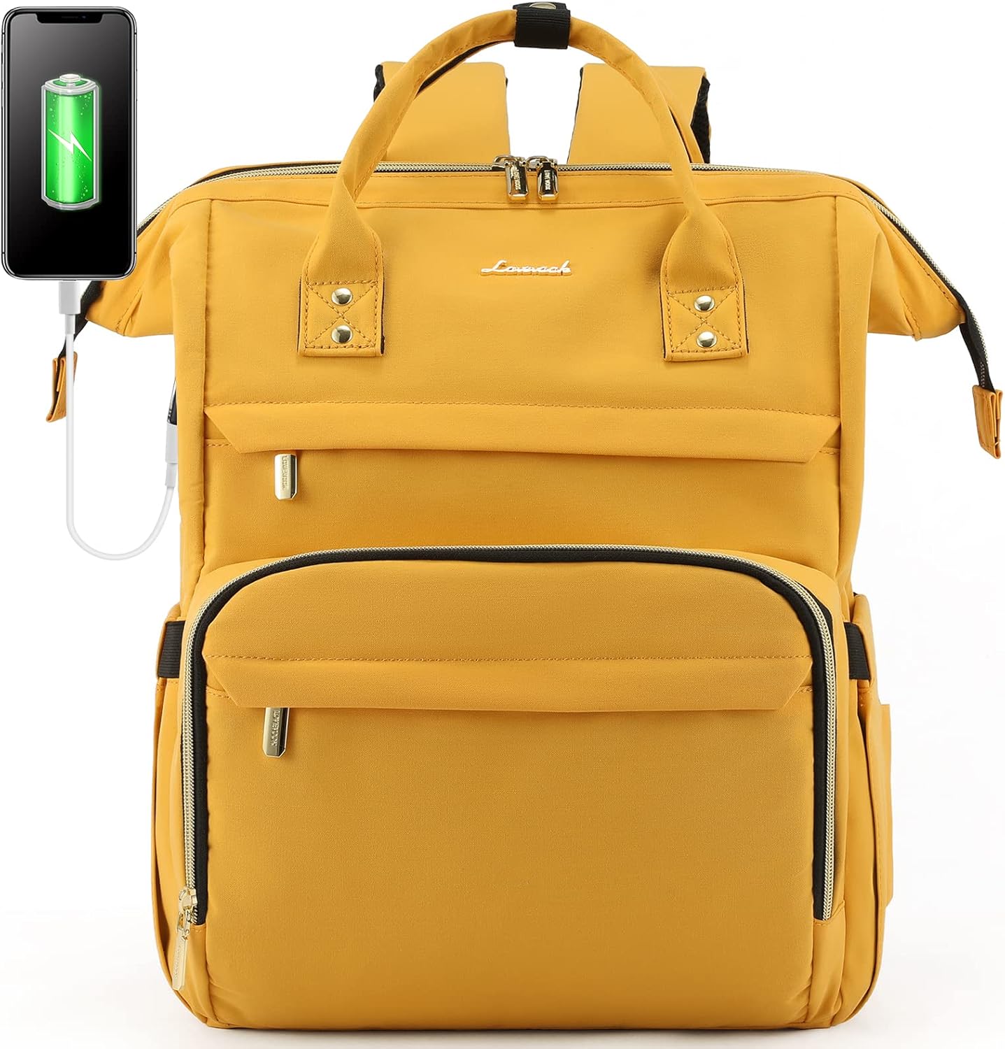 LOVEVOOK Laptop Backpack Women, Large Work Womens Backpacks with USB Port & Anti-Theft Pocket, 15.6 Inch Rucksack Bag for Travel Business Uni, Lightweight Ladies Back Pack, Yellow LOVEVOOK Laptop Backpack Women, Large Work Womens Backpacks with USB Port & Anti-Theft Pocket, 15.6 Inch Rucksack Bag for Travel Business Uni, Lightweight Ladies Back Pack, Yellow