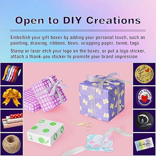 Miniatura 4 de Ueznea Cajas de regalo negras de 7 x 7 x 6 pulgadas (paquete de 25) cajas de papel kraft para propuestas de dama de honor, adornos de Navidad,