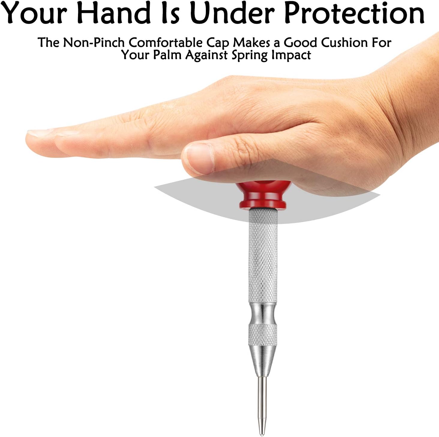 4 Pieces Automatic Center Punch 5 Inch Center Hole Punch Adjustable Spring Loaded Metal Drill Tool for Wood, Metal, Plastic with Cushion Cap and Adjustable Impact